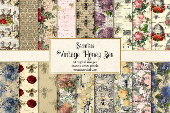 Download Vintage Honey Bee Digital Paper - Premium Resources